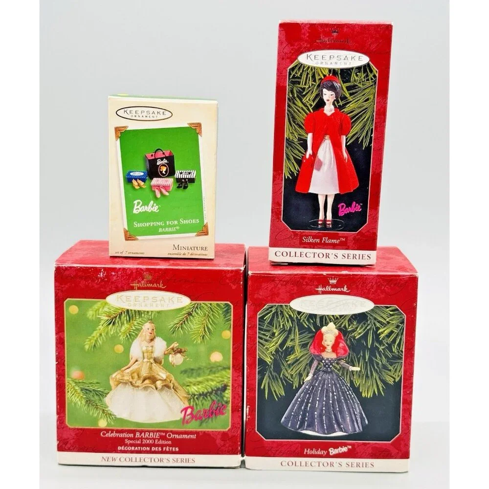 Hallmark Keepsake Barbie Celebration Shoes Silken Flame Holiday‎ Ornament Lot 4